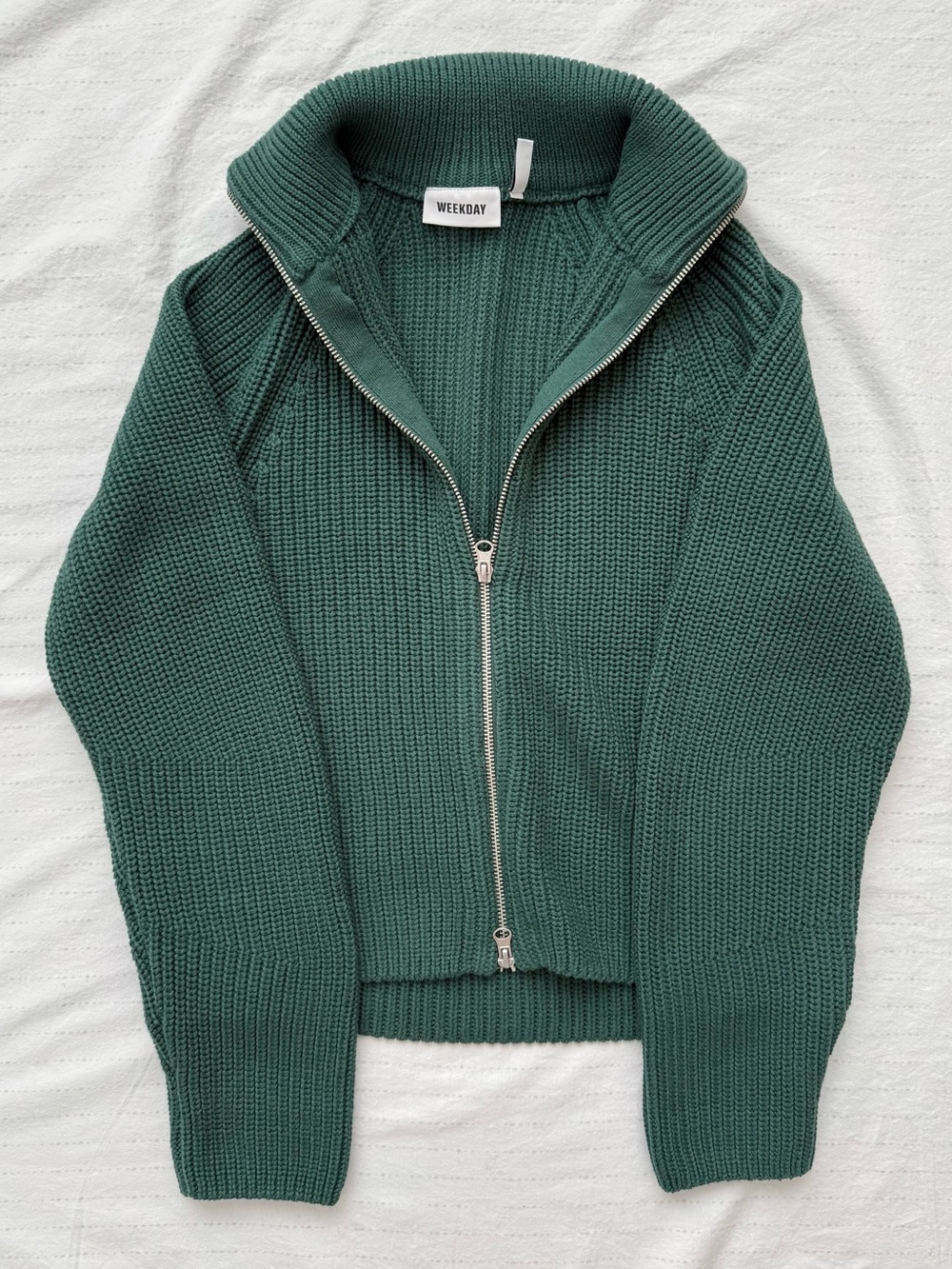 WEEKDAY Forest Green Zip Up Sweater